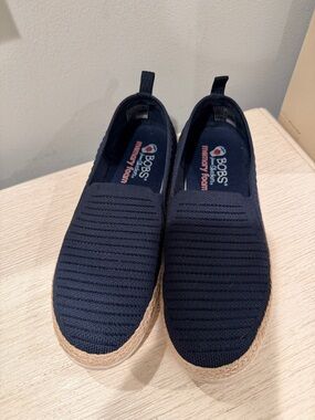 Skechers BOBS Slip-On Espadrilles - Navy with Jute Trim